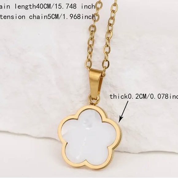 Three Piece White Clover Set ( Stainless Steel Gold Plated) - Picture 3 of 7